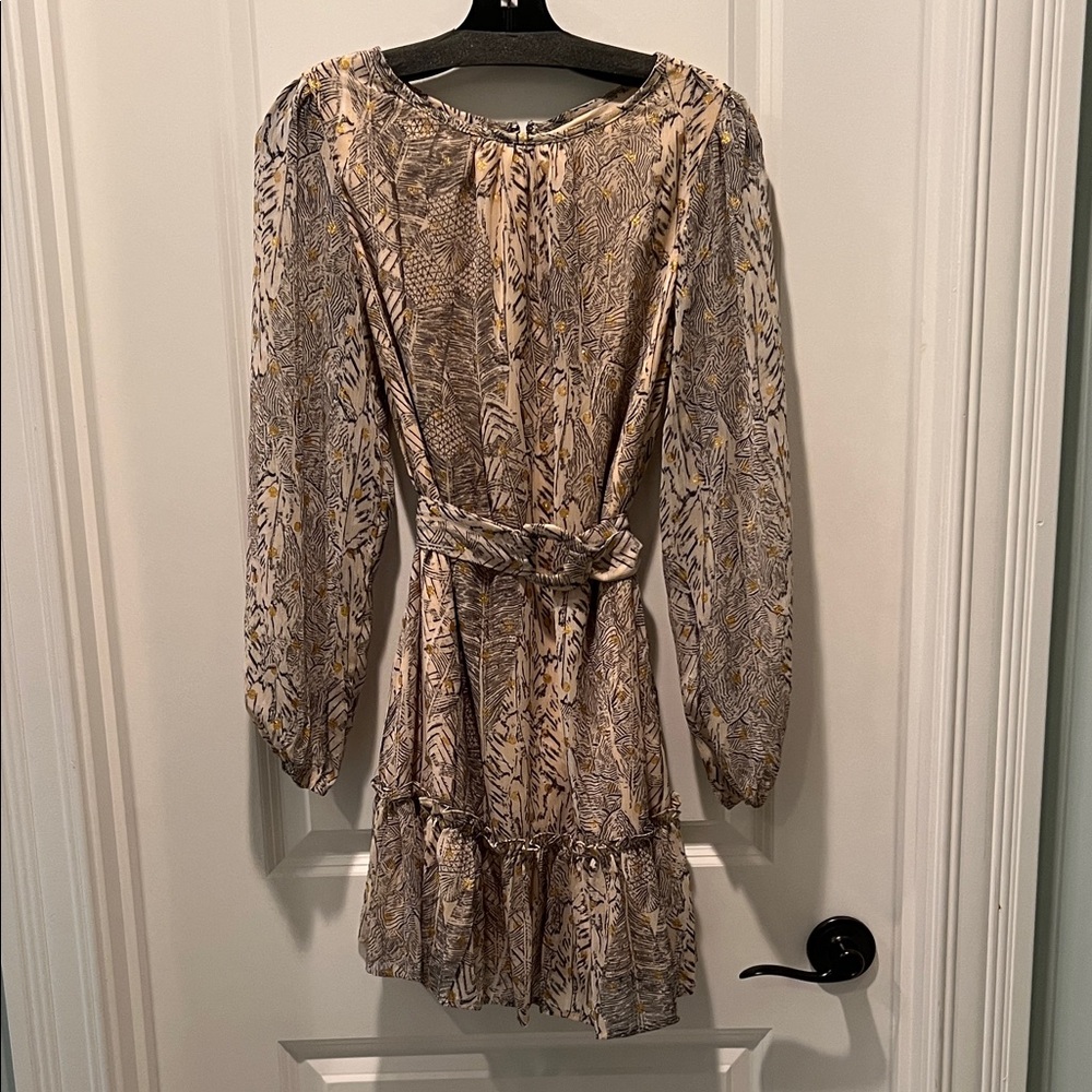 Chic Long Sleeve Patterned Dress